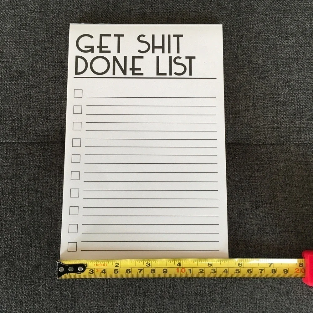 “GET SH*T DONE LIST” Notepad, Black, White, approx 50 pages